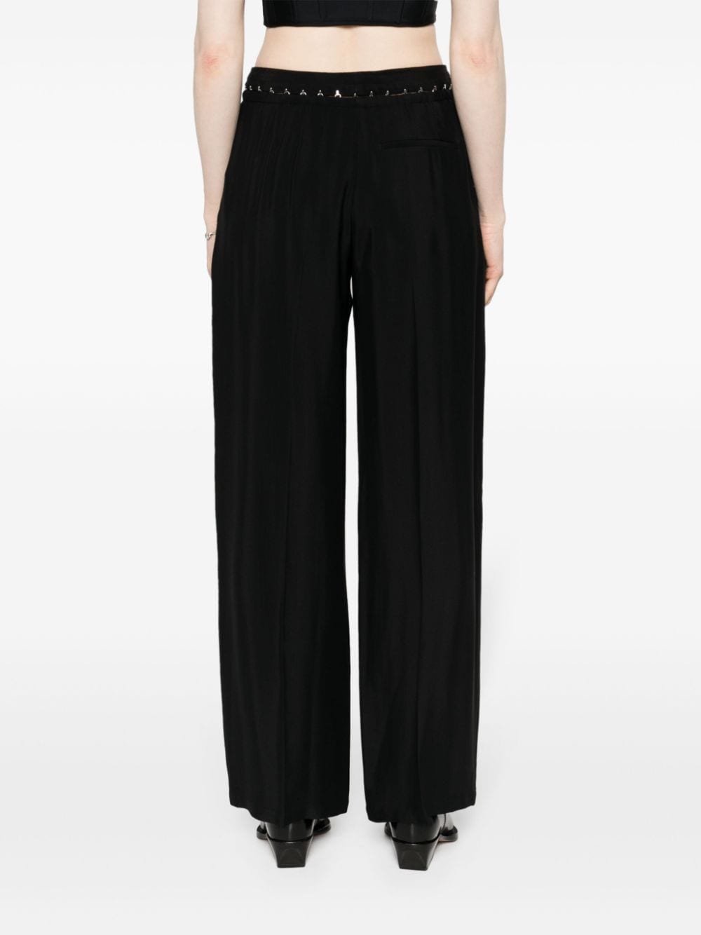 Shop Mugler Hook-eye Wide Trousers In Black