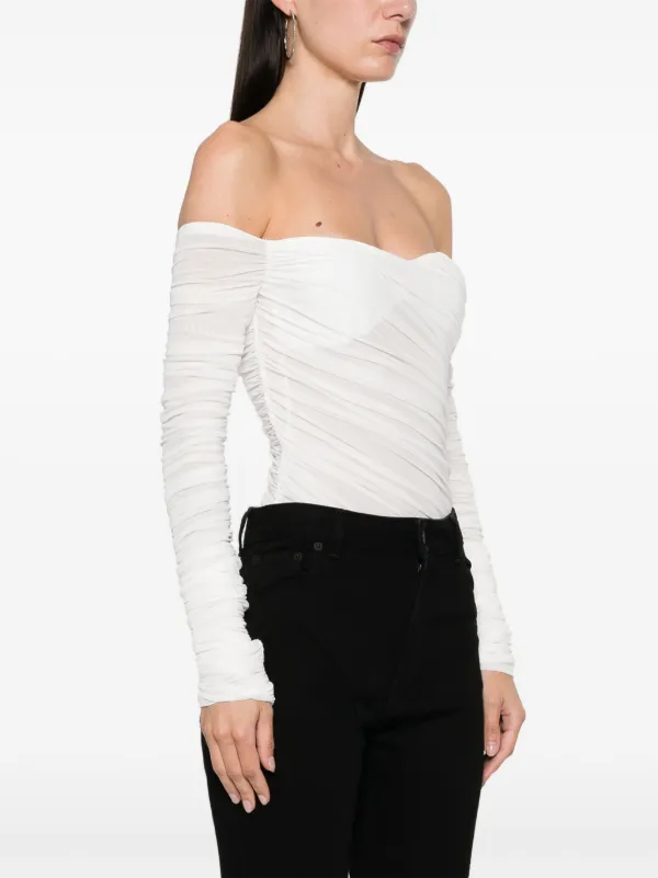 【Mugler】 Ruchedコットントップ Ruched cotton top in black - Mugler | Mytheresa
