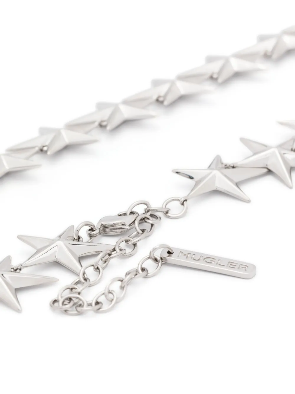 Shop Mugler Intertwined Star Necklace In Silver