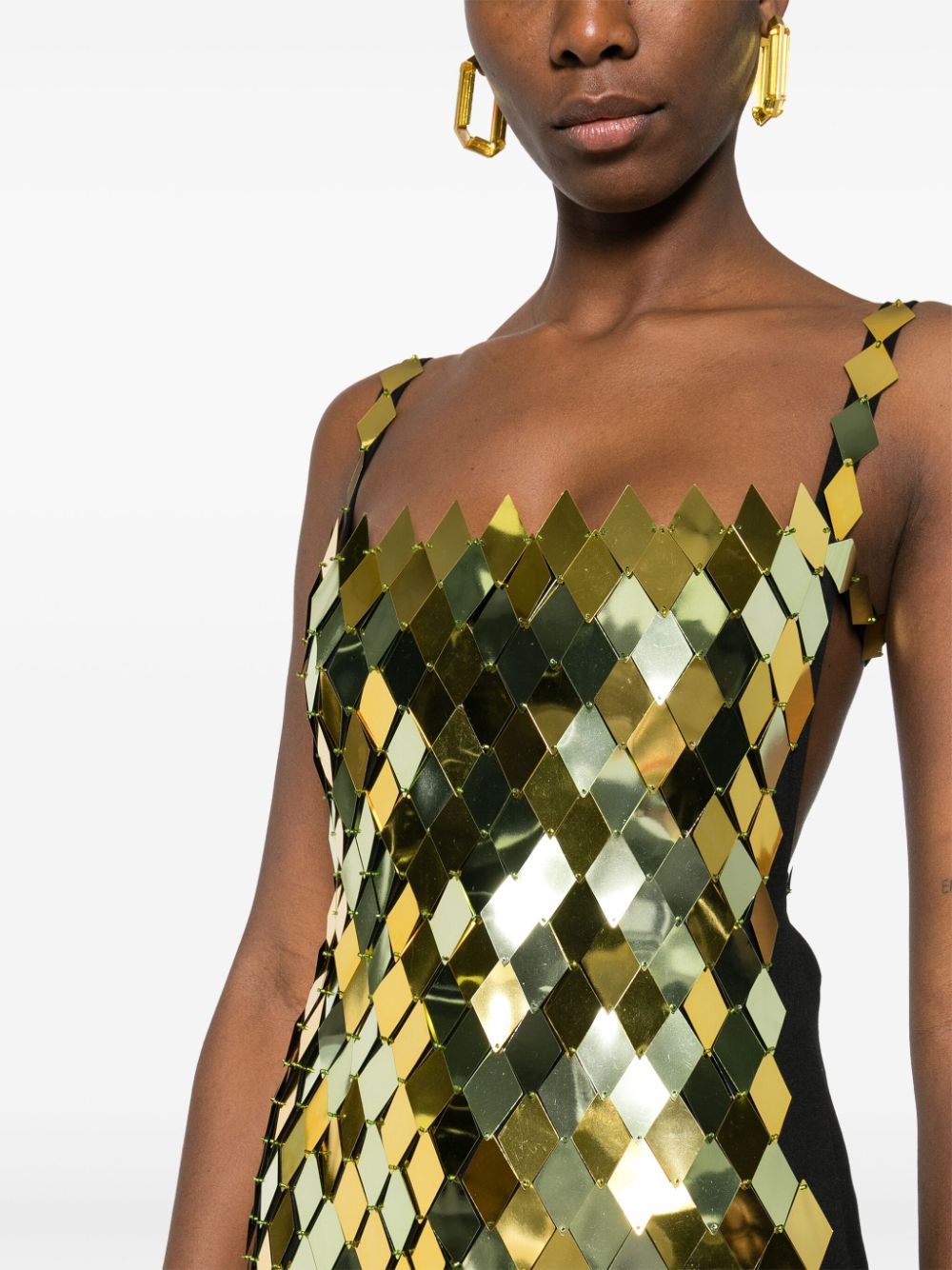 Shop Attico Rue Mini Dress In Gold