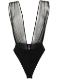 Maison Close sheer mesh bodysuit - Black