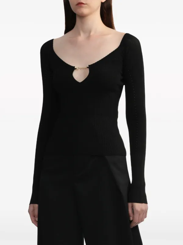 jacquemus le haut ブラウス Jacquemus Le Haut Pralu Ribbed Jumper | Black | FARFETCH
