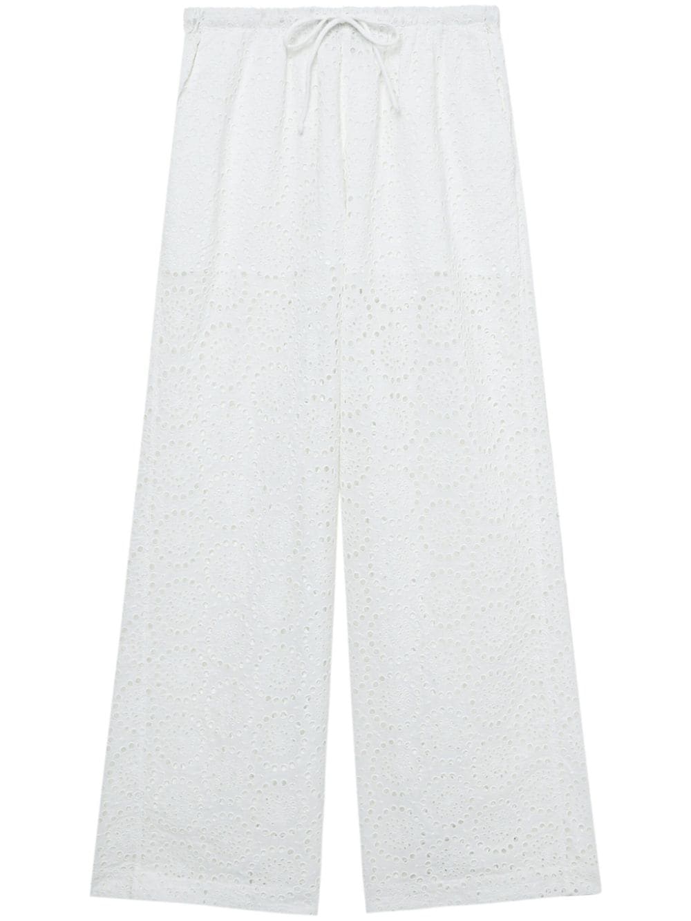 Sea Maeve Embroidered Cotton Trousers In White