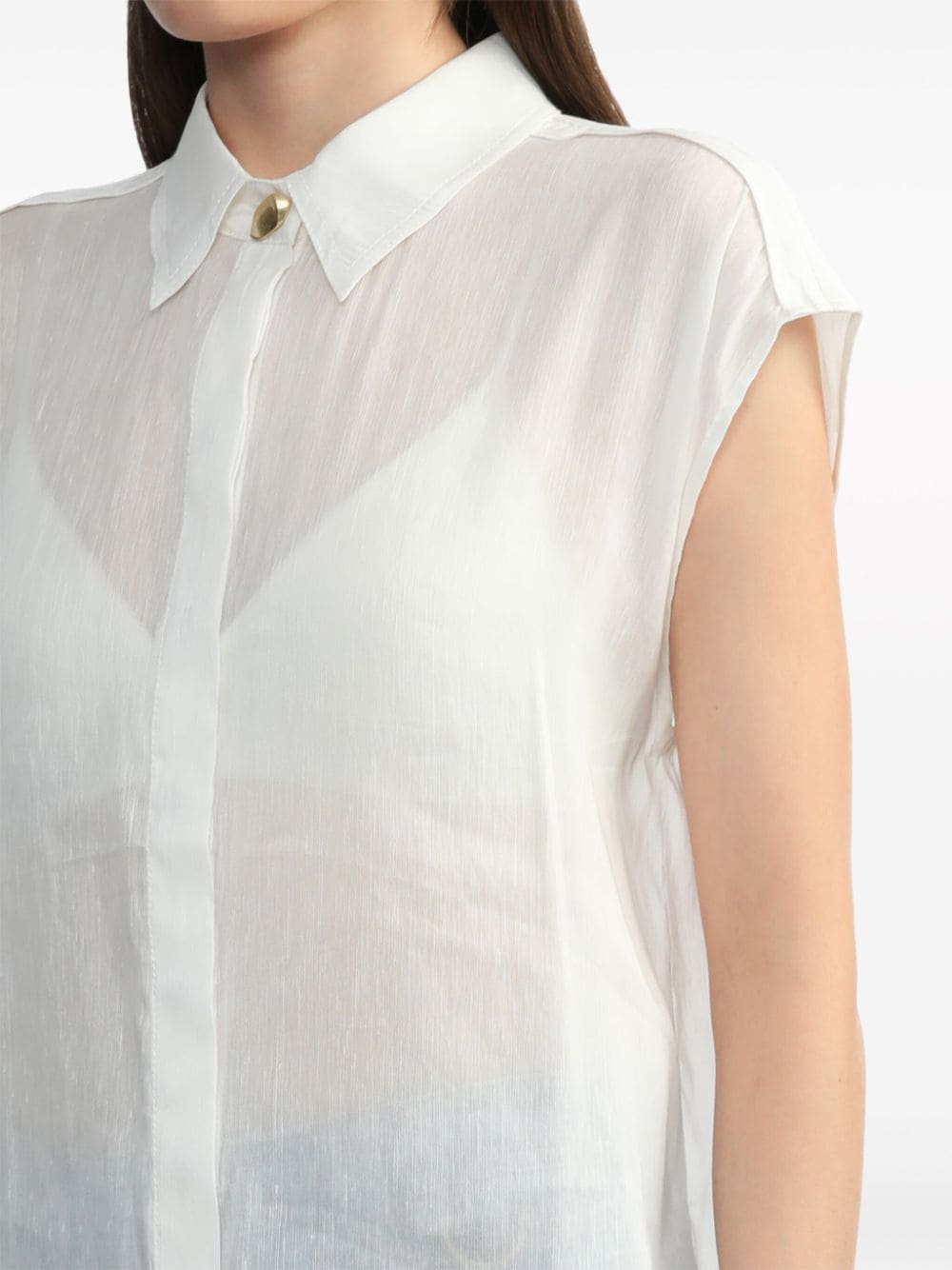 Shop Aje Solana Sleeveless Shirt In White