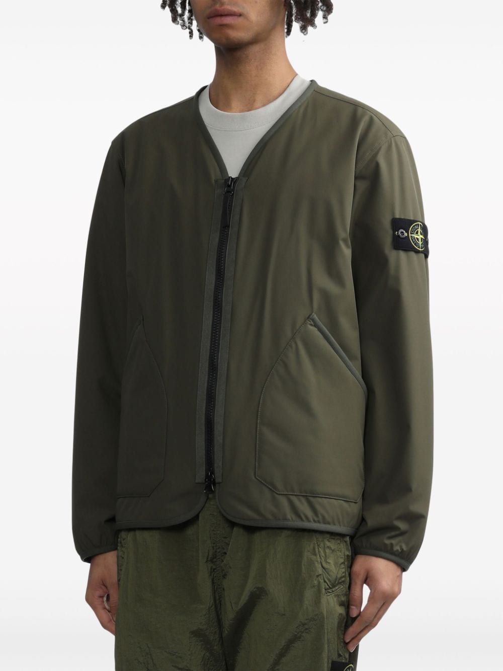 Shop Stone Island Compass-badge Padded Jacket In Green