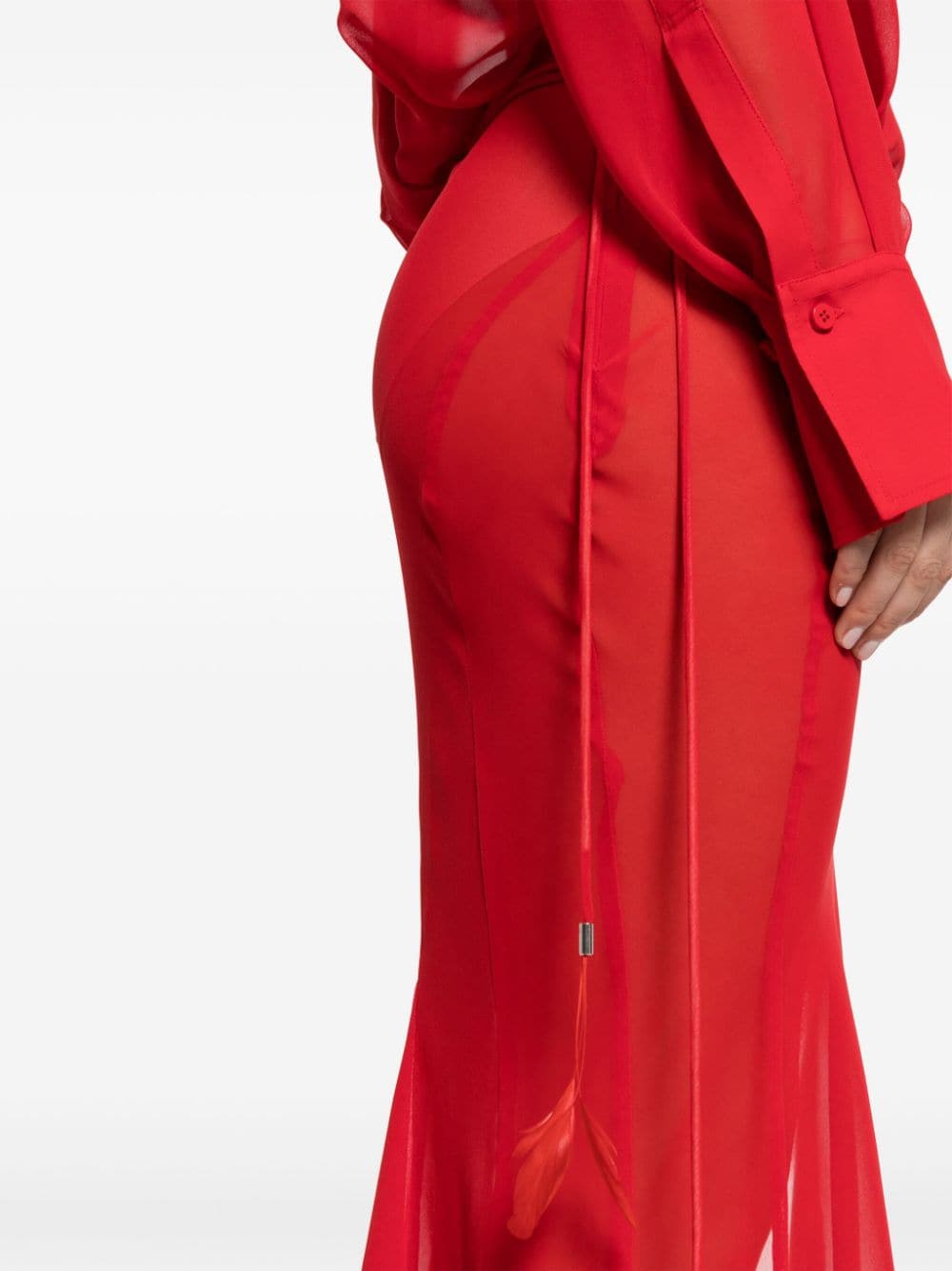 Shop Attico Semi-sheer Maxi Dress In Red