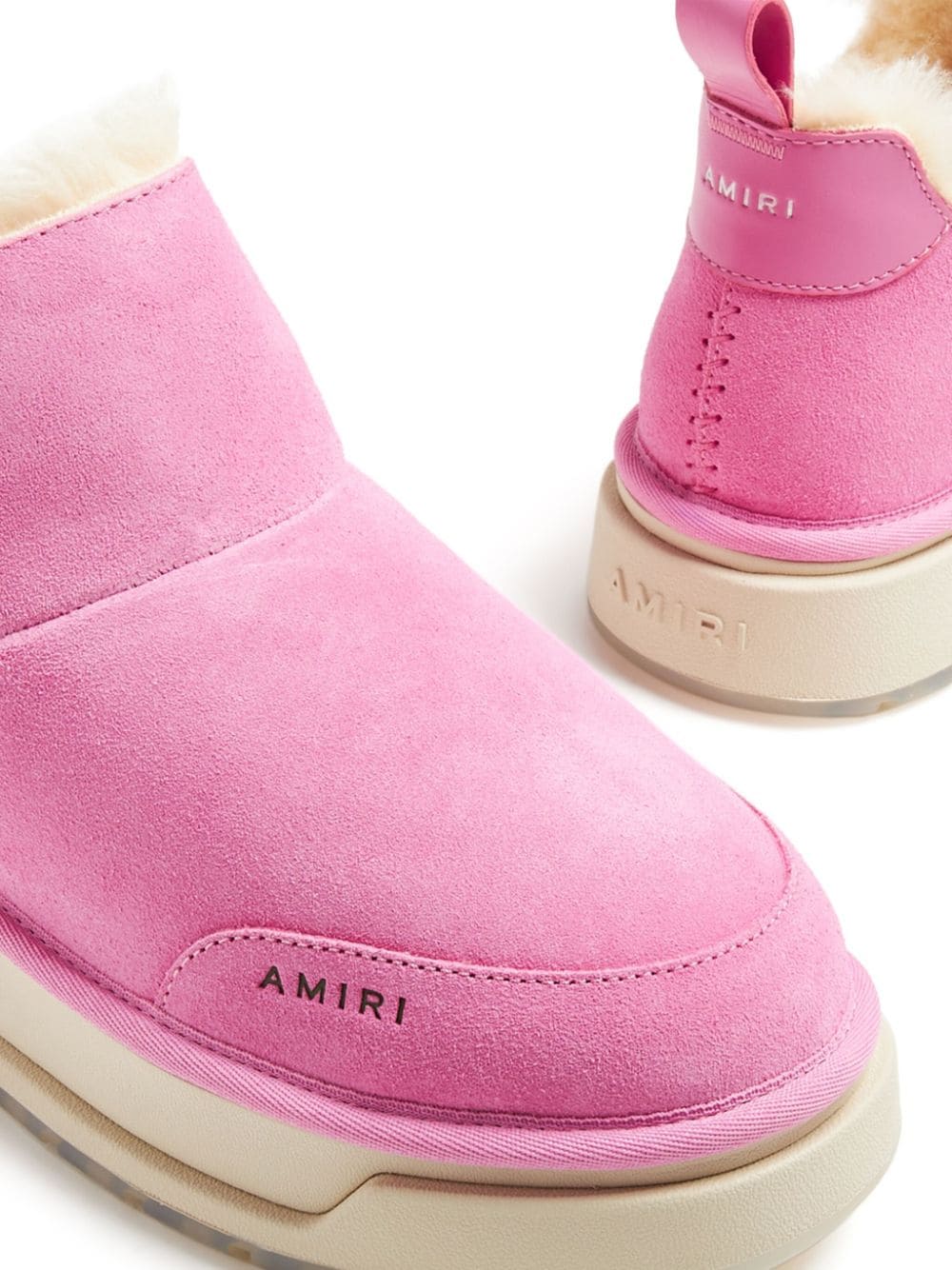 Shop Amiri Malibu Logo-plaque Suede Boots In Pink