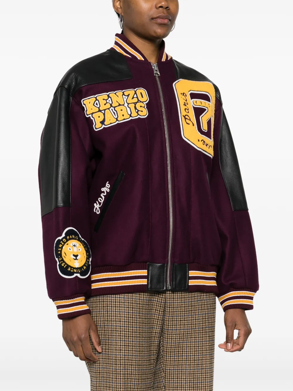 Shop Kenzo Tiger Academy-appliqué Varsity Jacket In Violett