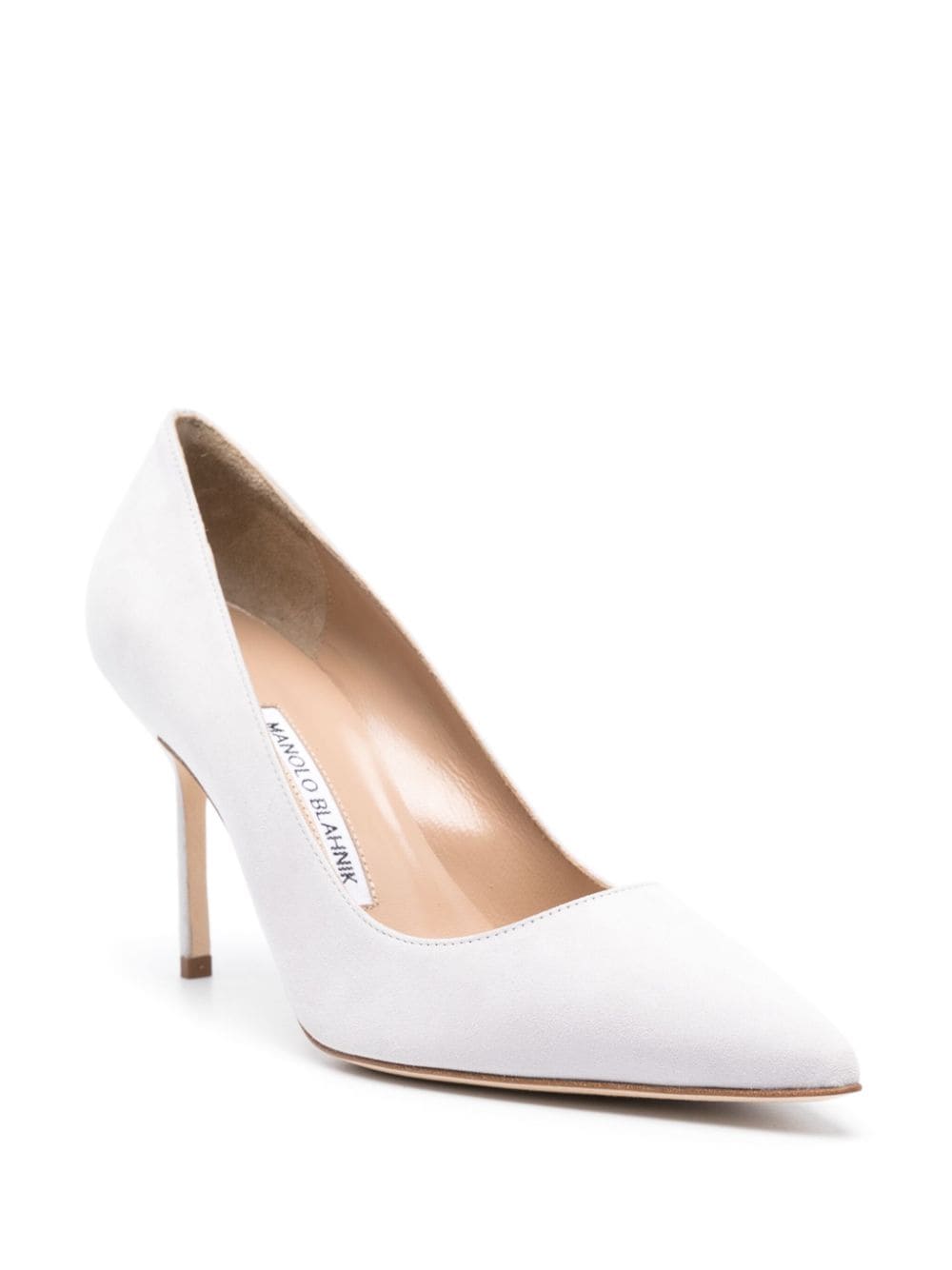 Shop Manolo Blahnik Bb 90mm Leather Pumps In Grau