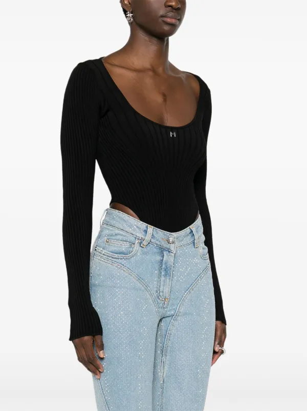 【関税込み】Mugler ブラック ロゴハードウェア ボディスーツ Mugler ロゴ ボディスーツ | ブラック | FARFETCH JP