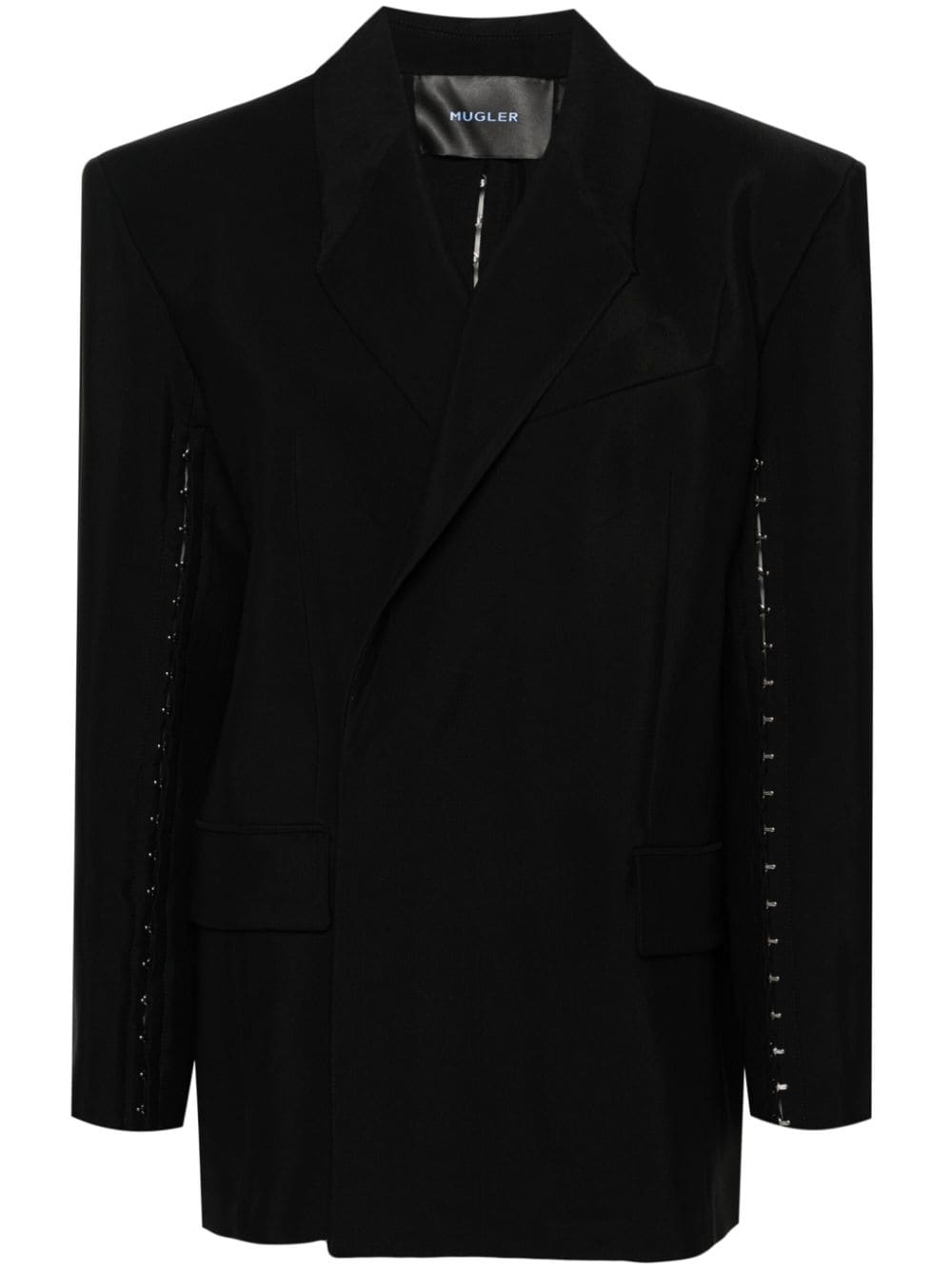 Mugler Mesh-paneled Cropped Jacket In Black