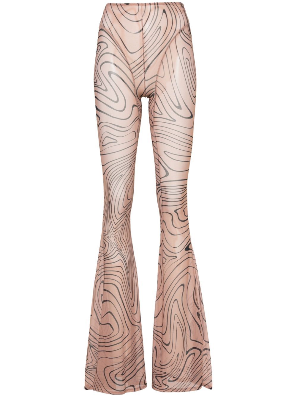 MUGLER SEMI-SHEER FLARED TROUSERS