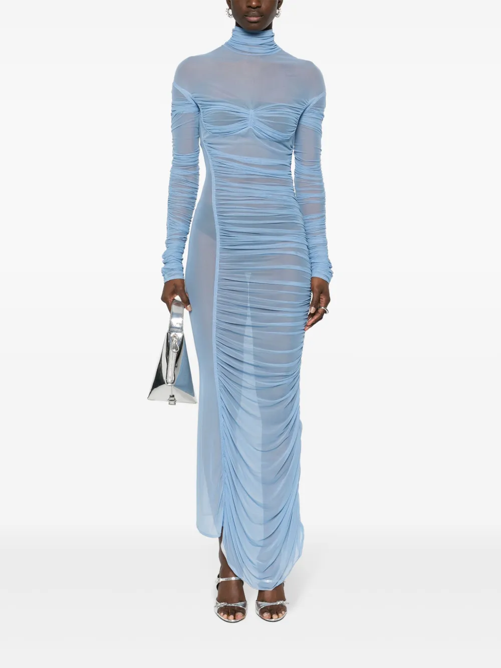 Ruched mesh maxi dress 2025