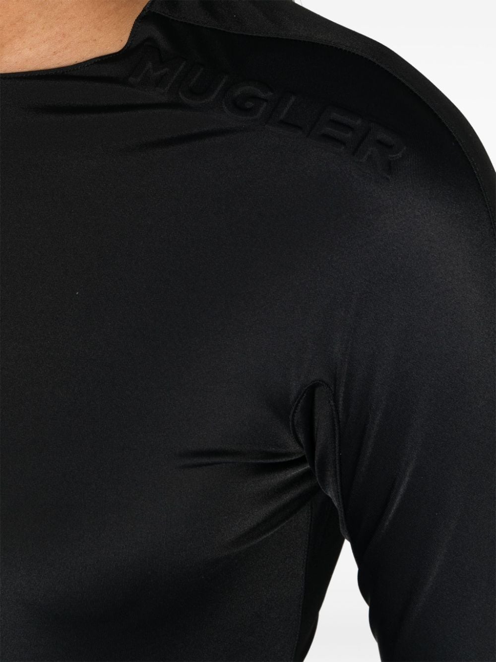 Shop Mugler Logo-embossed Bodysuit In Black