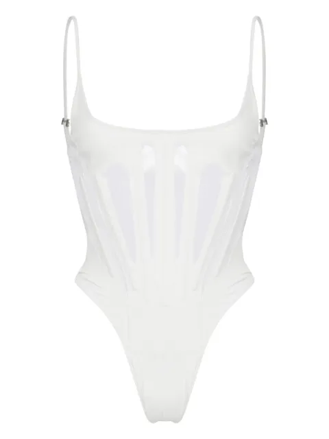 Mugler semi-sheer thong swimsuit