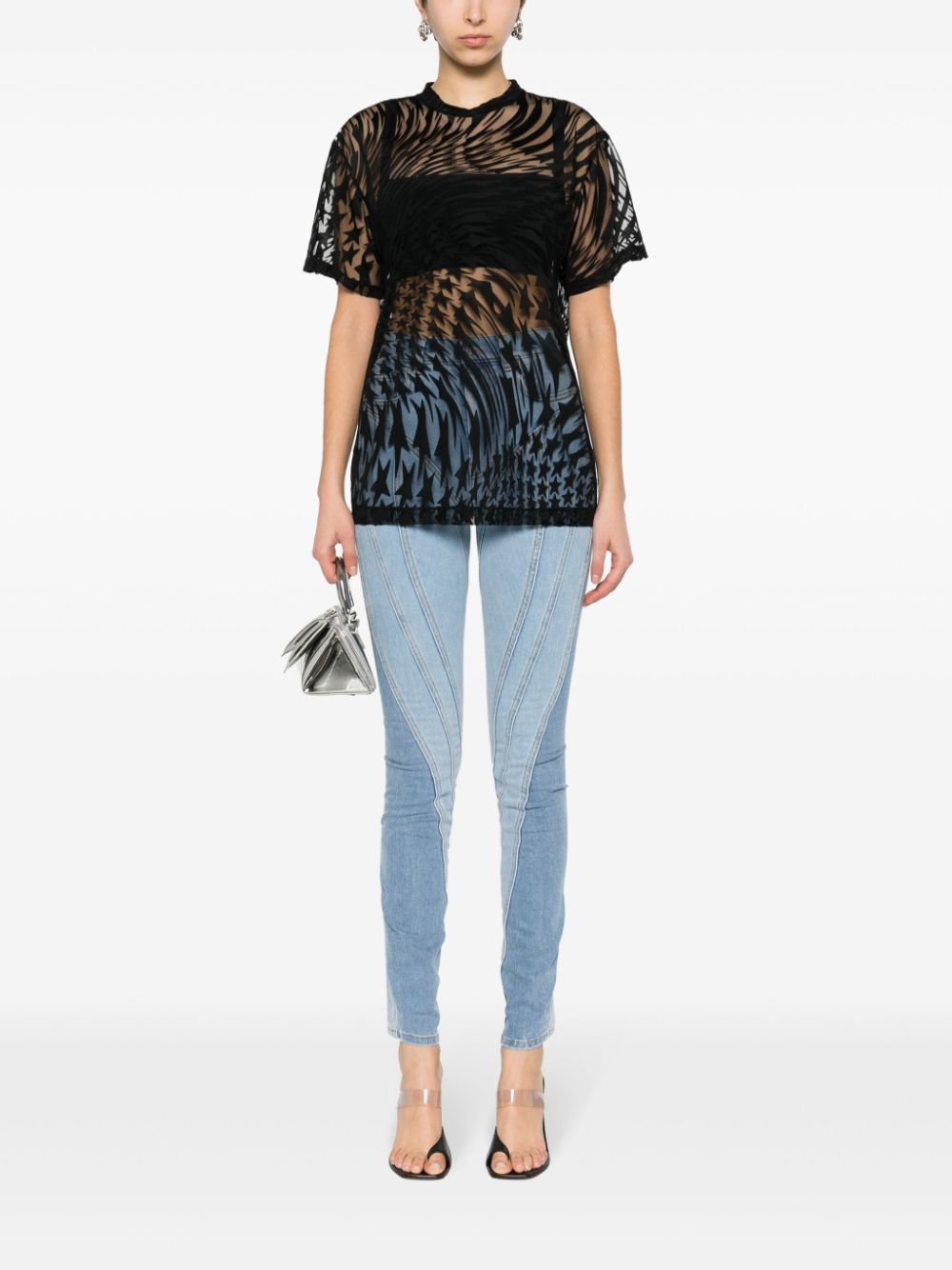 Shop Mugler Spiral High-rise Skinny Jeans In Blue