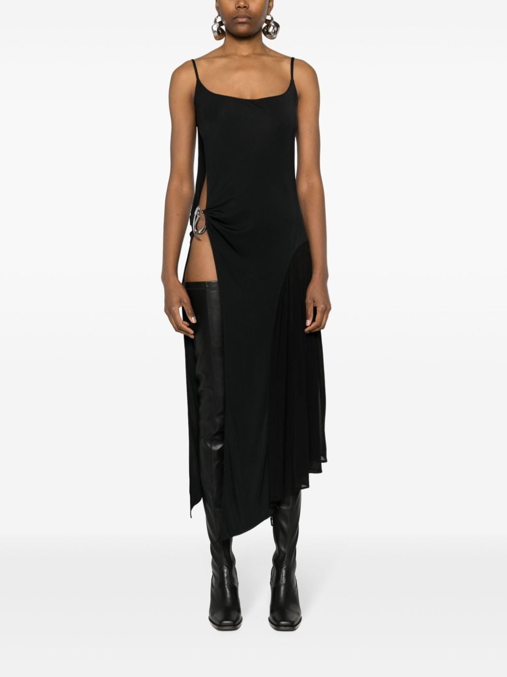 Shop Mugler Asymmetric Maxi Dress In Black