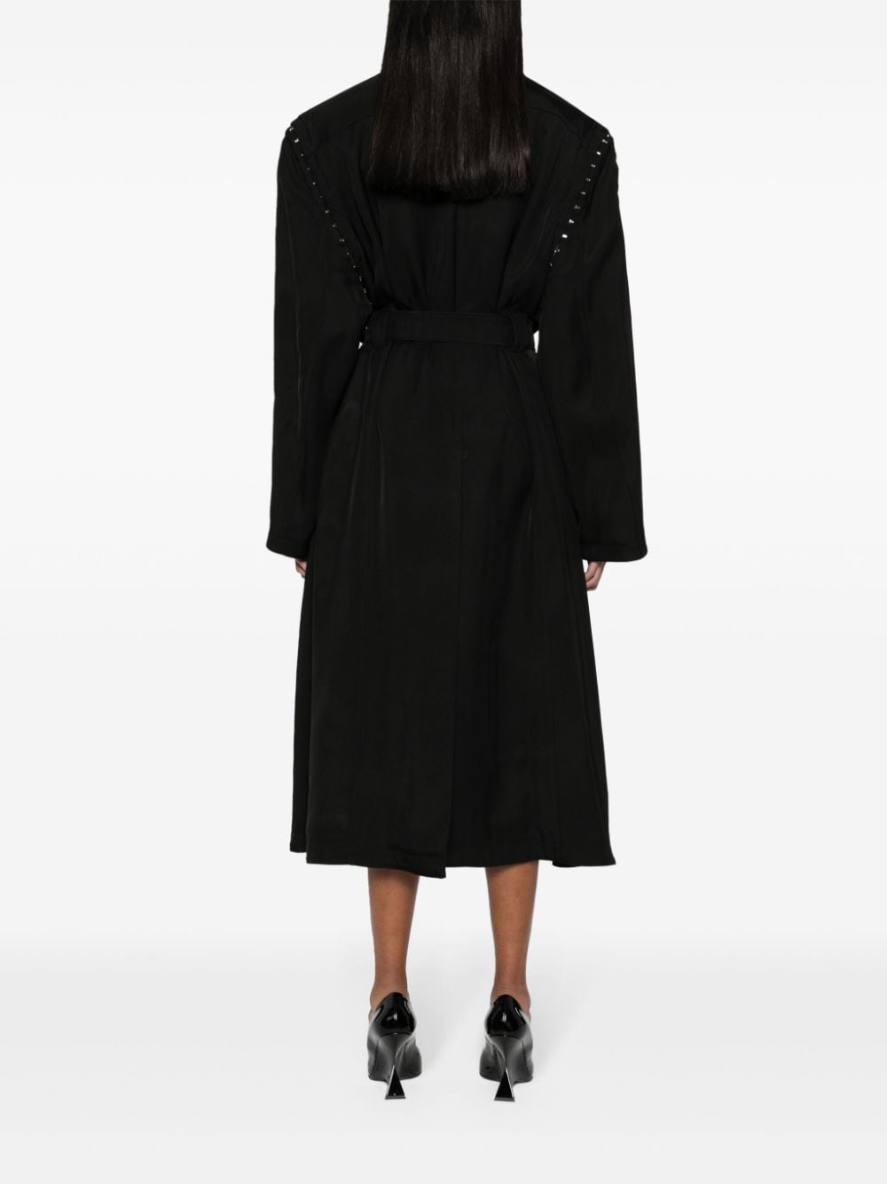 Shop Mugler Hook-embellished Long Coat In Black