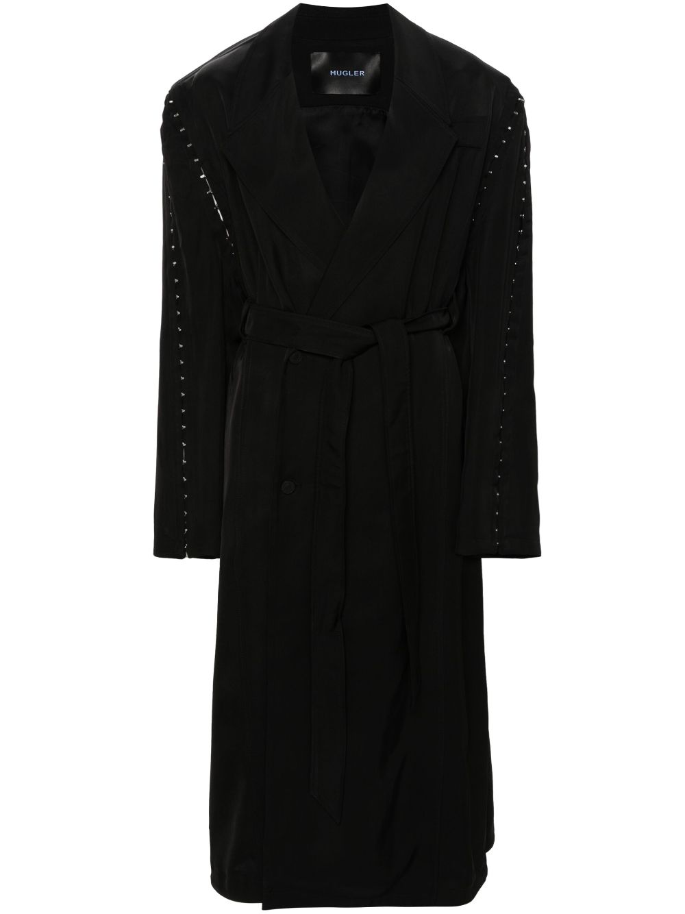 Mugler hook-embellished long coat - Nero