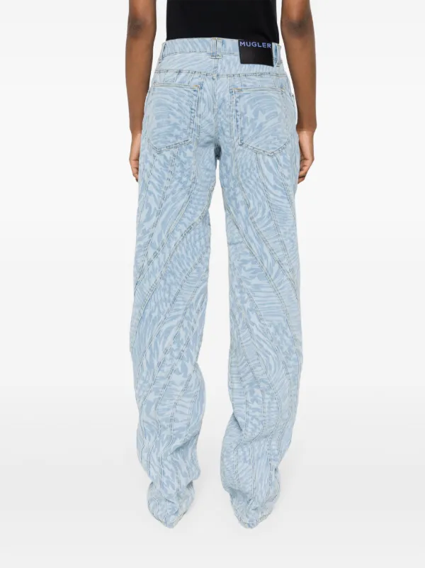 【関税込み】Mugler ブルー Star ジーンズ Mugler star-print Tapered Jeans | Blue | FARFETCH
