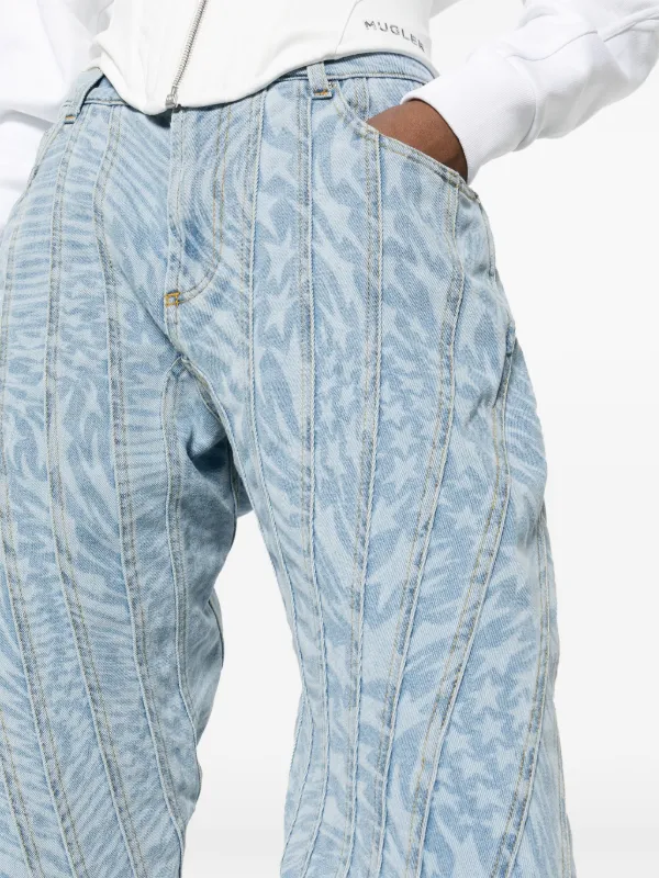 【関税込み】Mugler ブルー Star ジーンズ Mugler star-print Tapered Jeans | Blue | FARFETCH