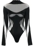 Mugler panelled-mesh jersey bodysuit - Black