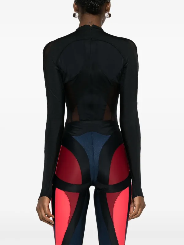 MUGLER 売れ筋商品|||マグラー Tシャツ トップス レディース Bodysuits Azure Mugler Blue Illusion Neckline Bodysuit Mugler