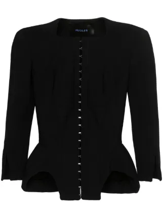 【関税込み】Mugler ブラック クロップド ボンバージャケット ボンバージャケット - ボンバージャケット [Hanni / ハニ着用