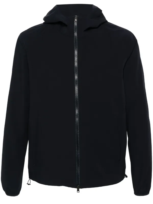 お出かけに HERNO ワントーンロゴ フード付きスウェット Herno ロゴ ジャケット | ブルー | FARFETCH JP