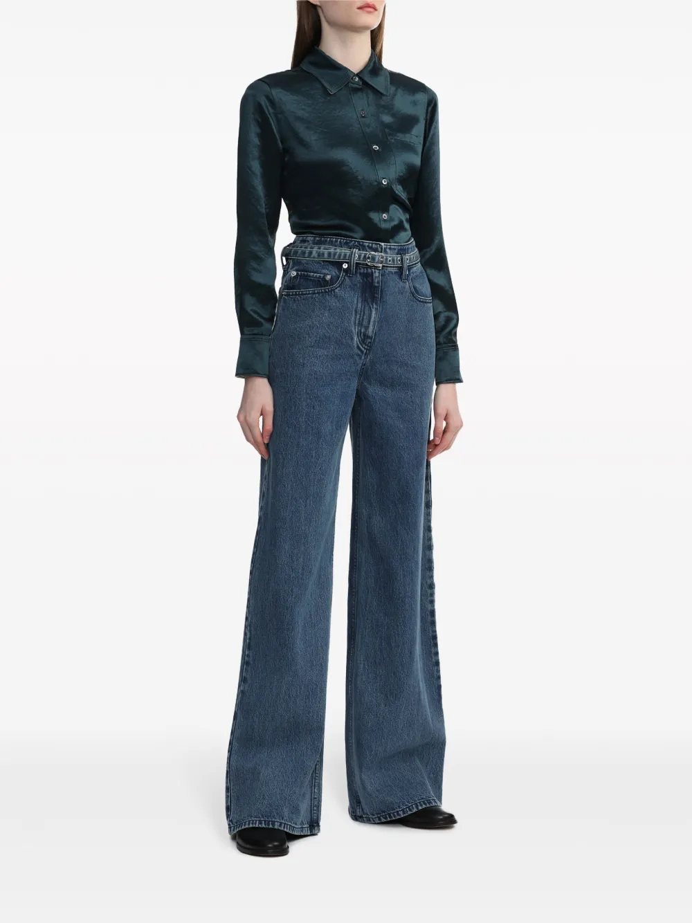 3.1 Phillip Lim Satijnen blouse met lange mouwen - Blauw