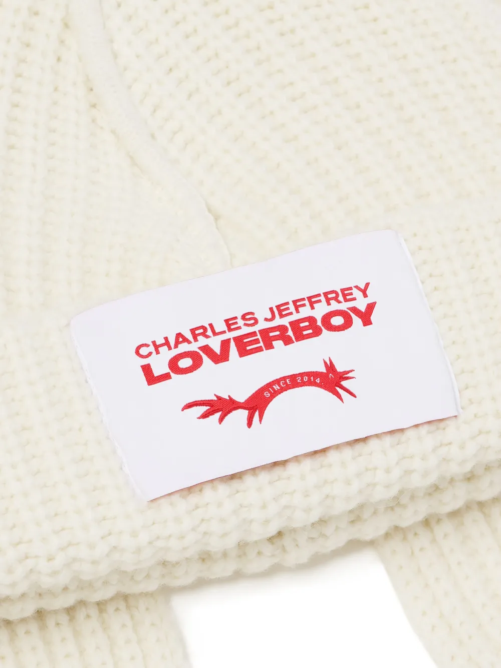 Shop Charles Jeffrey Loverboy Logo-patch Chunky-knit Beanie In 白色