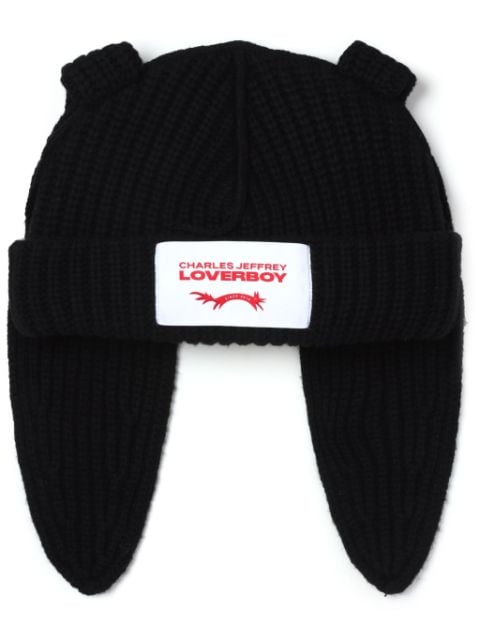 Charles Jeffrey Loverboy logo-patch chunky-knit beanie