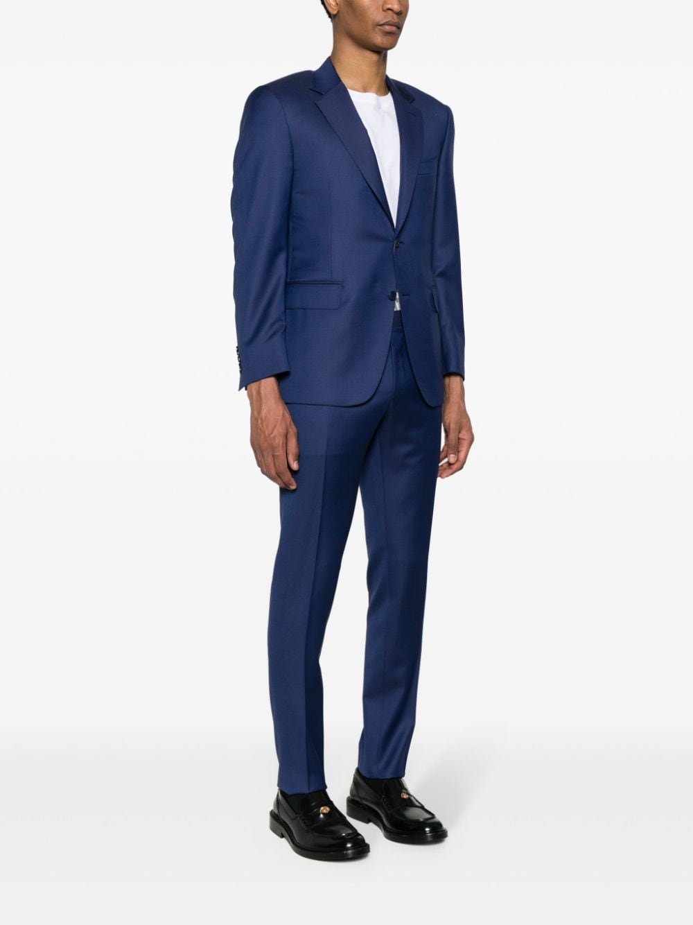 Shop Canali Single-breasted Wool Suit In Blau