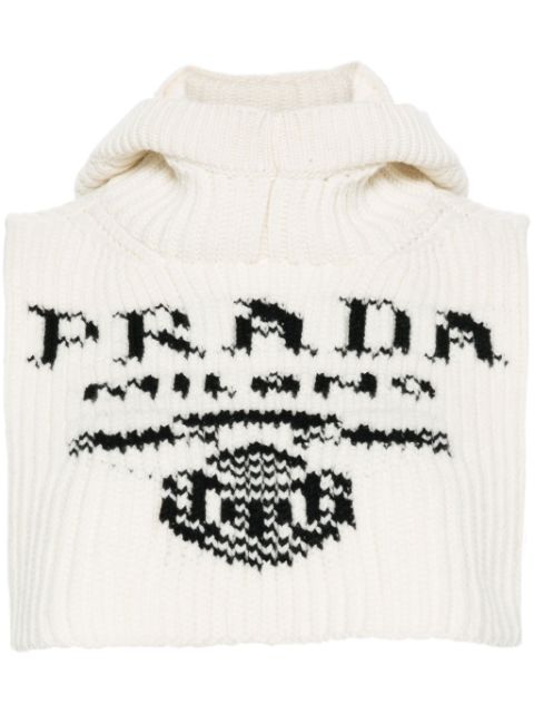 Prada intarsia-knit logo neckwarmer