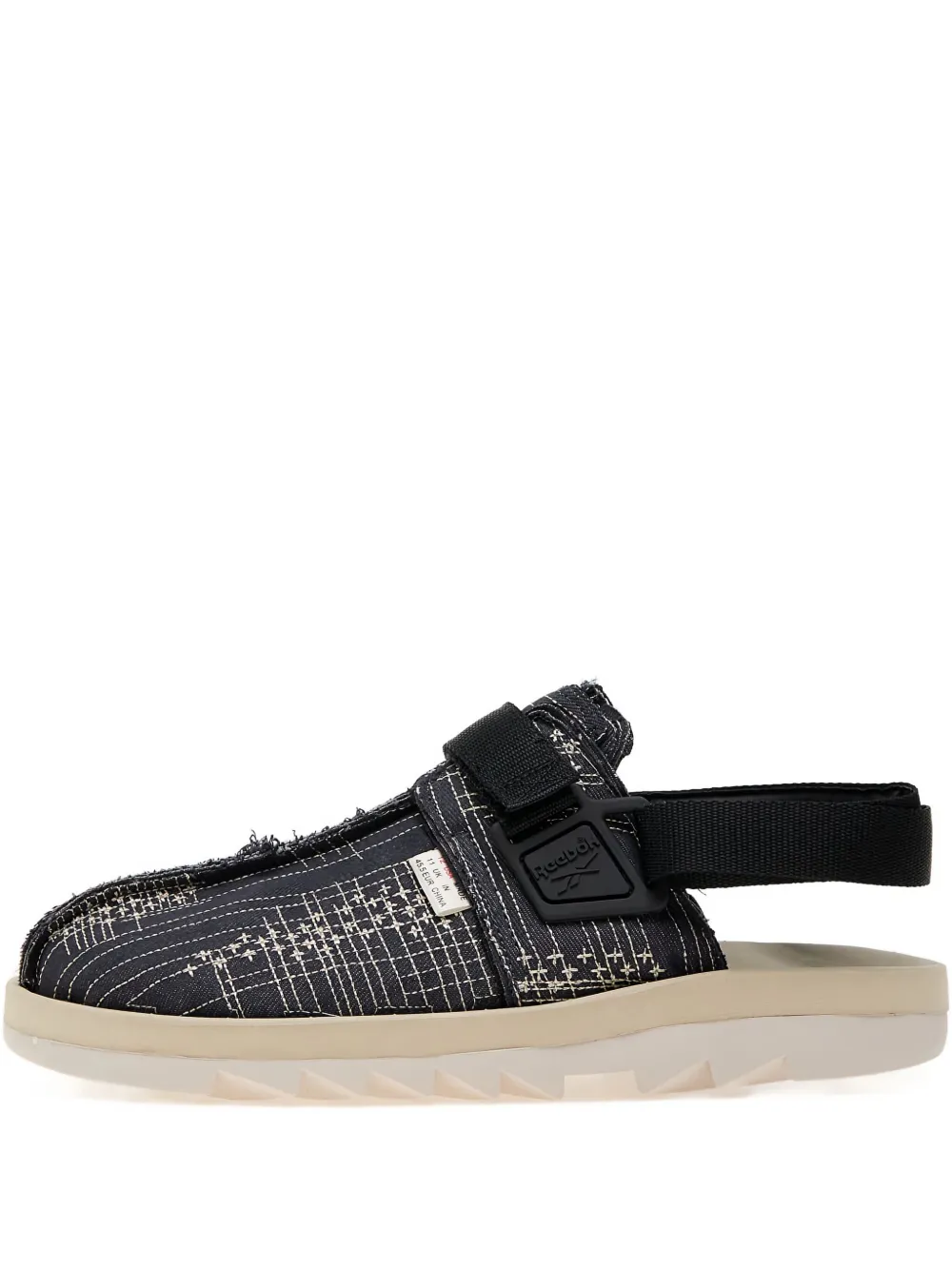 Reebok graphic-print strap slippers Black