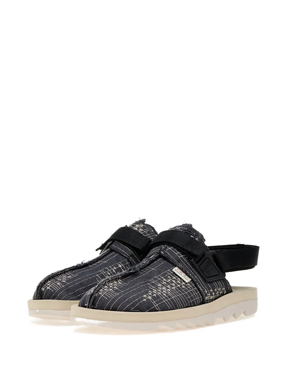 Reebok graphic-print strap slippers Black