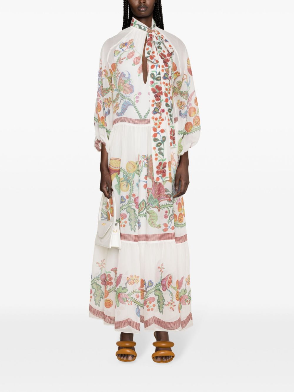 La DoubleJ floral-print silk maxi dress - White