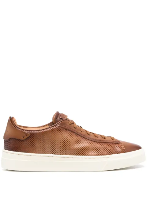 Santoni Tênis de couro com design perfurado