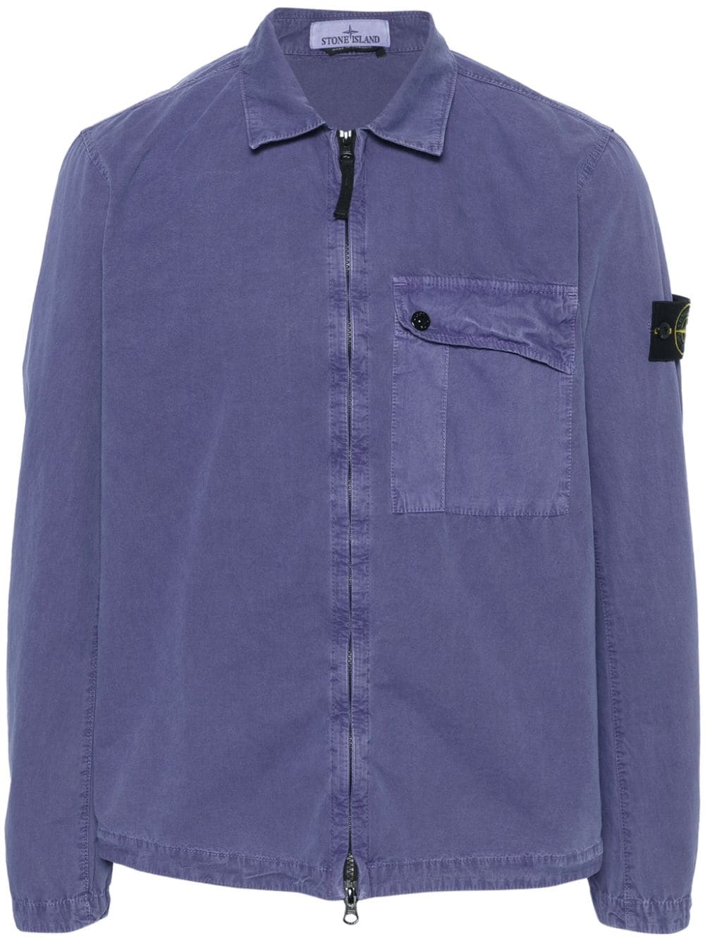 Stone Island Compass Badge Zip-up Overshirt In Purple