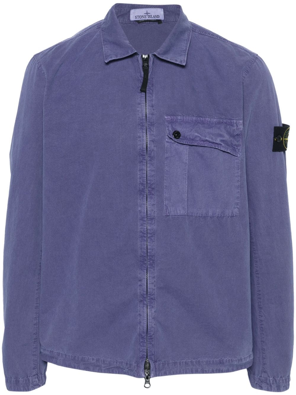 Stone Island Compass 徽章拉链夹克式衬衫 In Purple