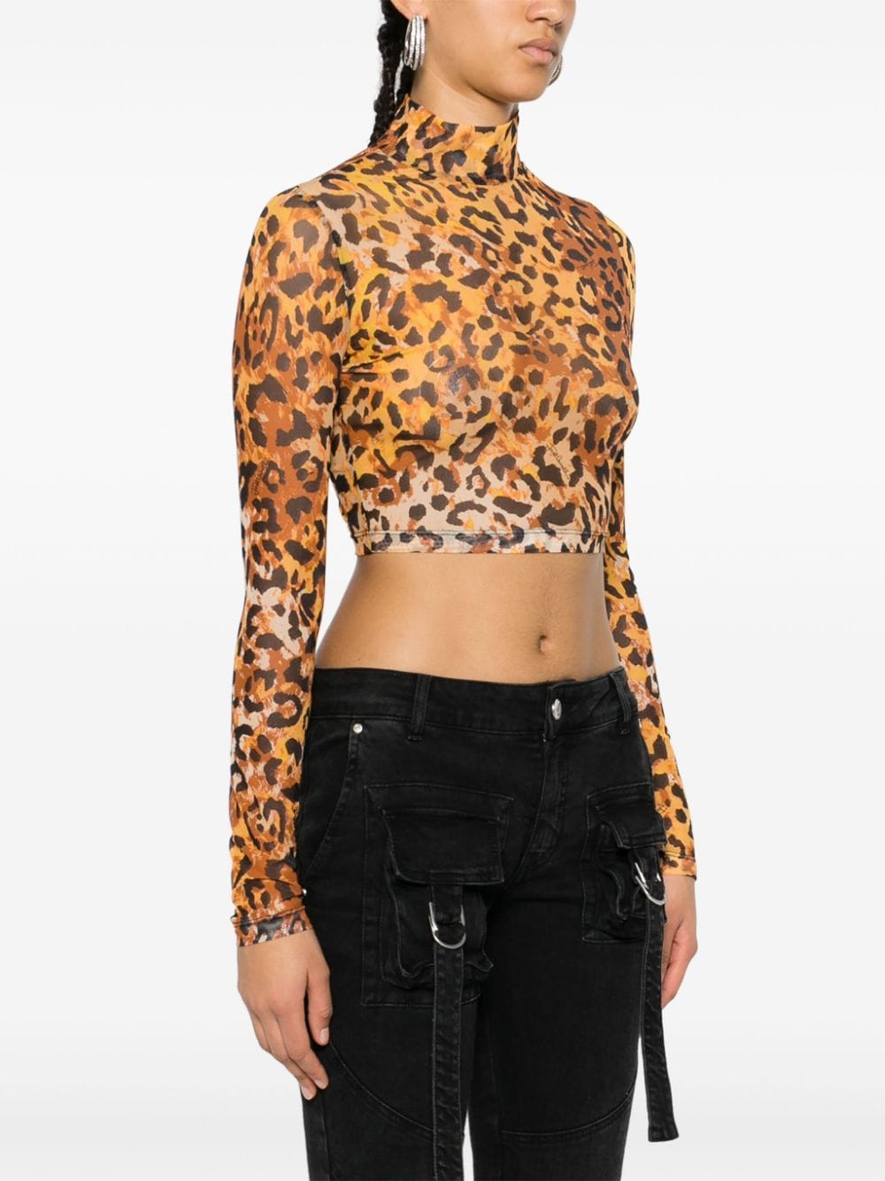 Shop Just Cavalli Leopard-print Cropped Top In Orange