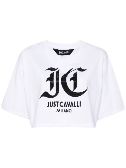 Just Cavalli crystal-embellished logo T-shirt