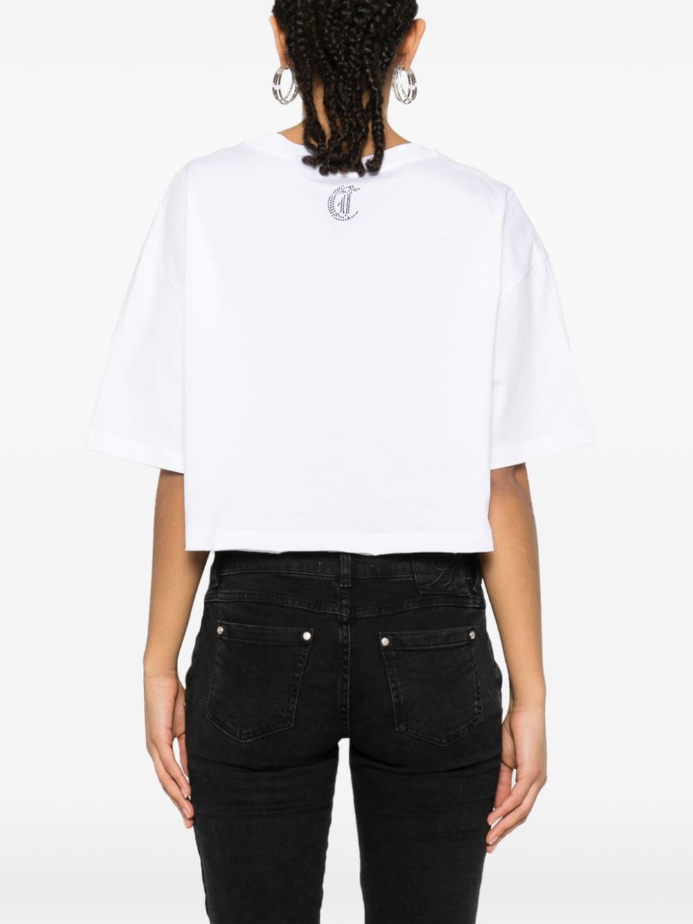 Shop Just Cavalli Crystal-embellished Logo T-shirt In White