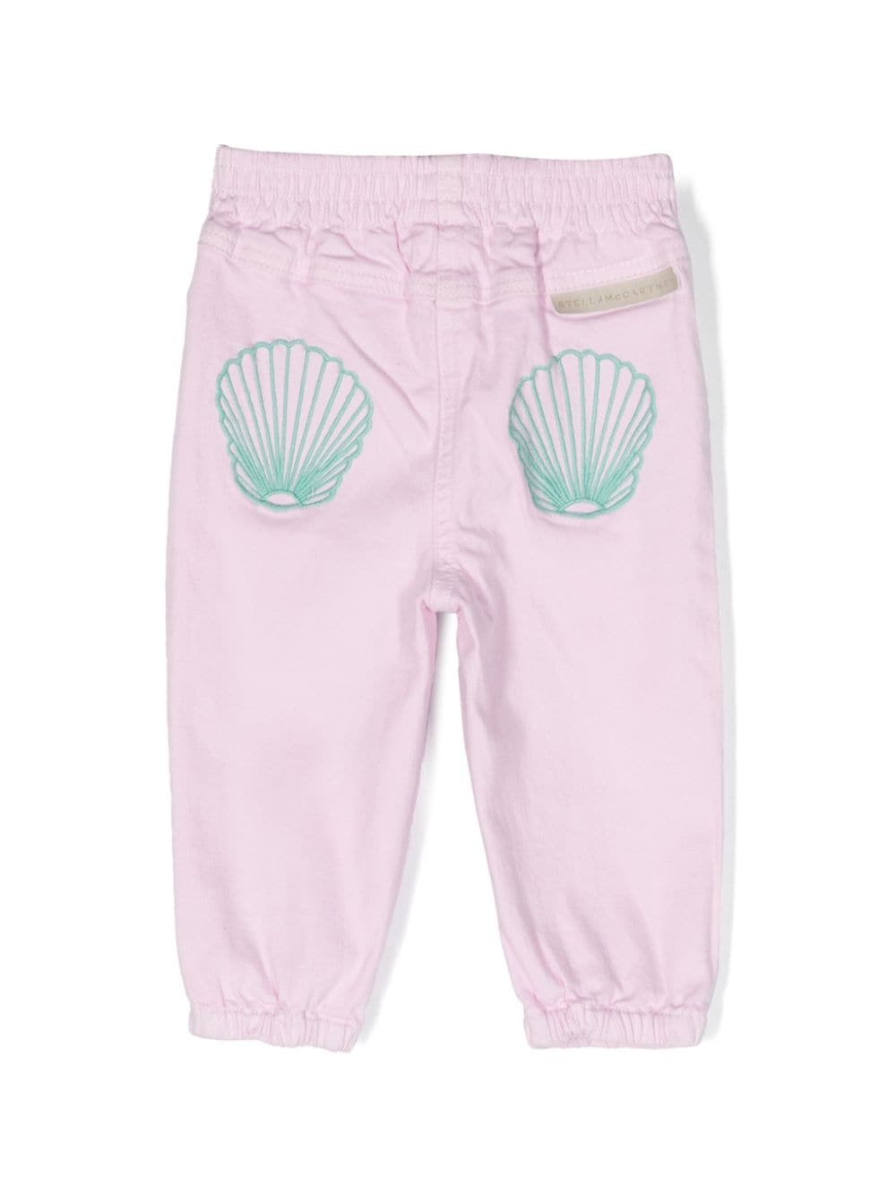 Shop Stella Mccartney Shell-embroidered Cotton Trousers In Pink