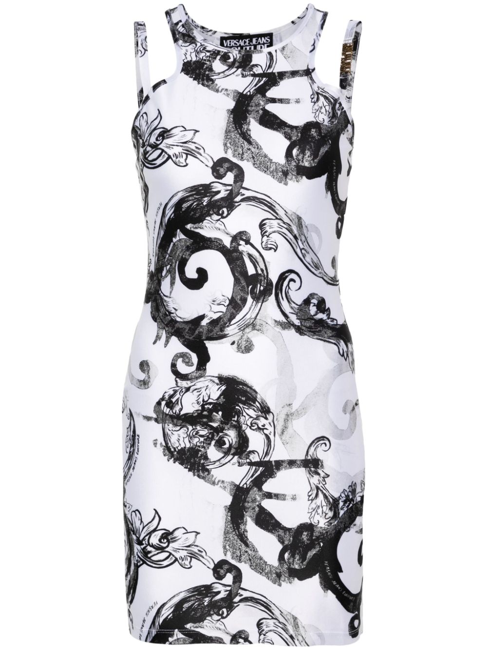 Versace Jeans Couture Watercolour Couture-print Minidress In Black
