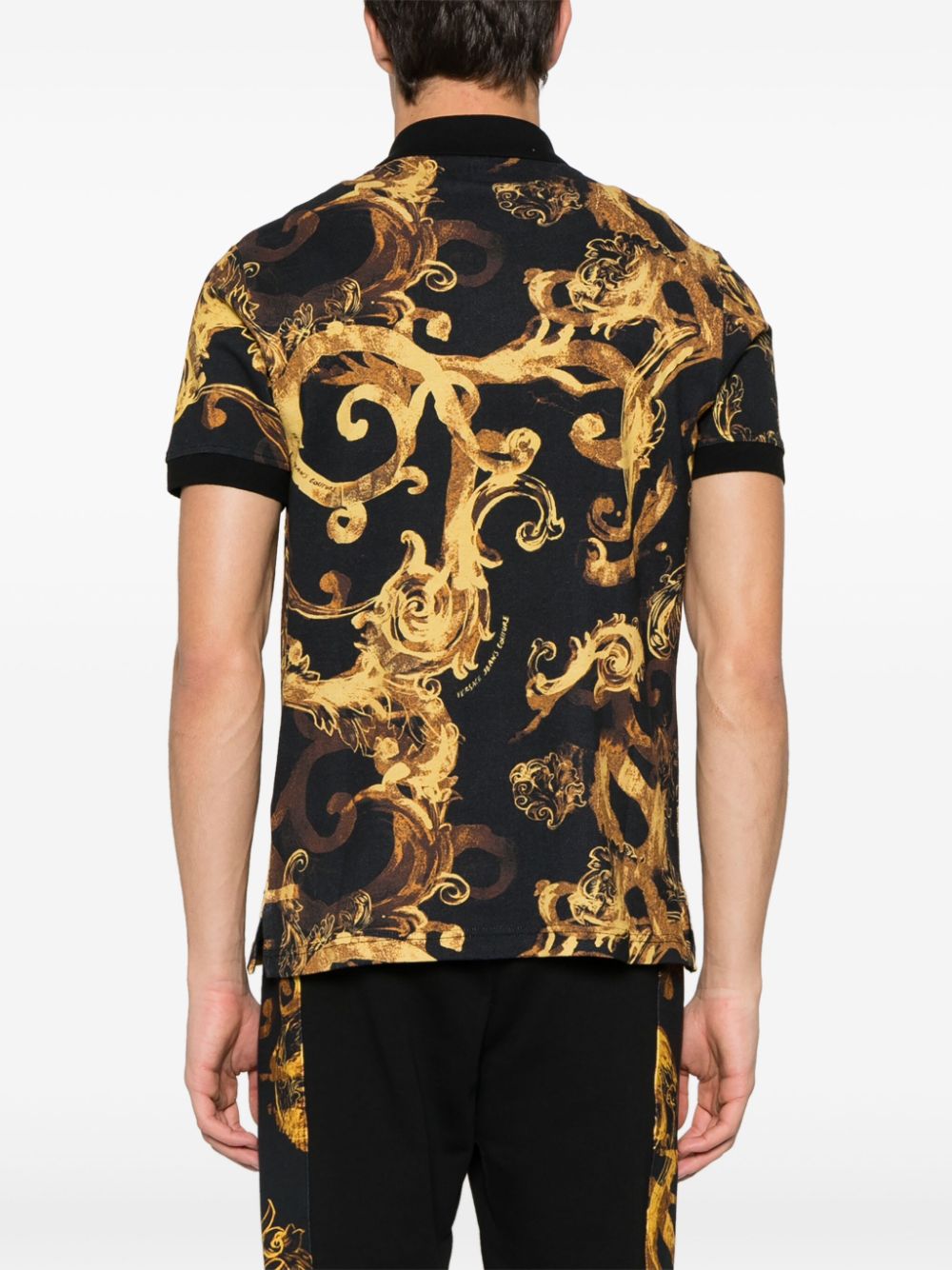 Shop Versace Jeans Couture Watercolour Couture Polo Shirt In Black