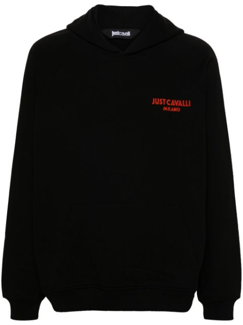Just Cavalli flocked-logo cotton hoodie