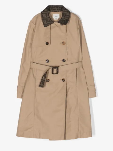 Fendi Kids FF-print double-breasted trench coat