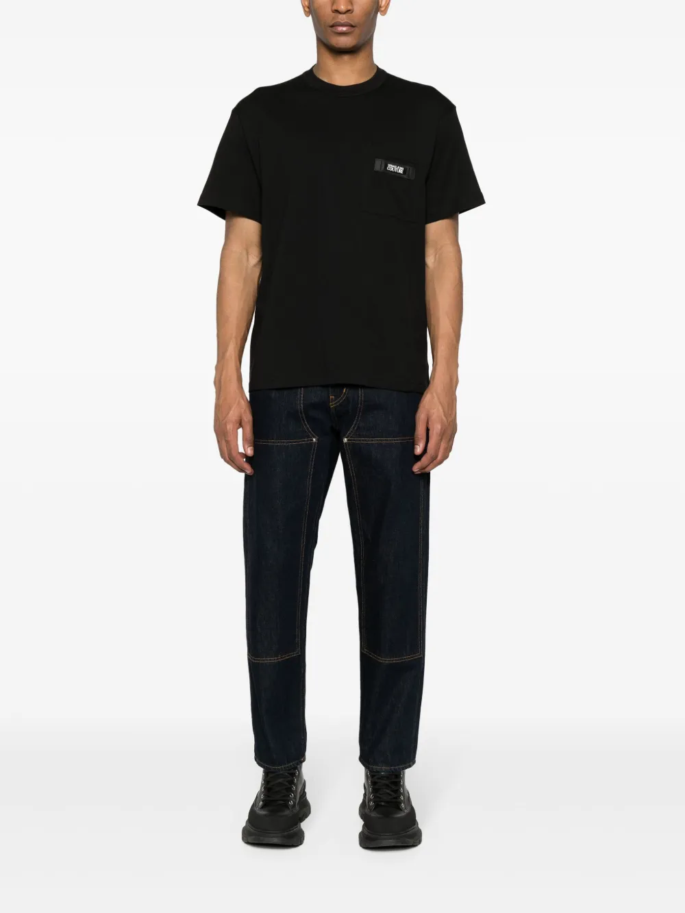 Versace Jeans Couture logo-appliqué cotton T-shirt - Zwart