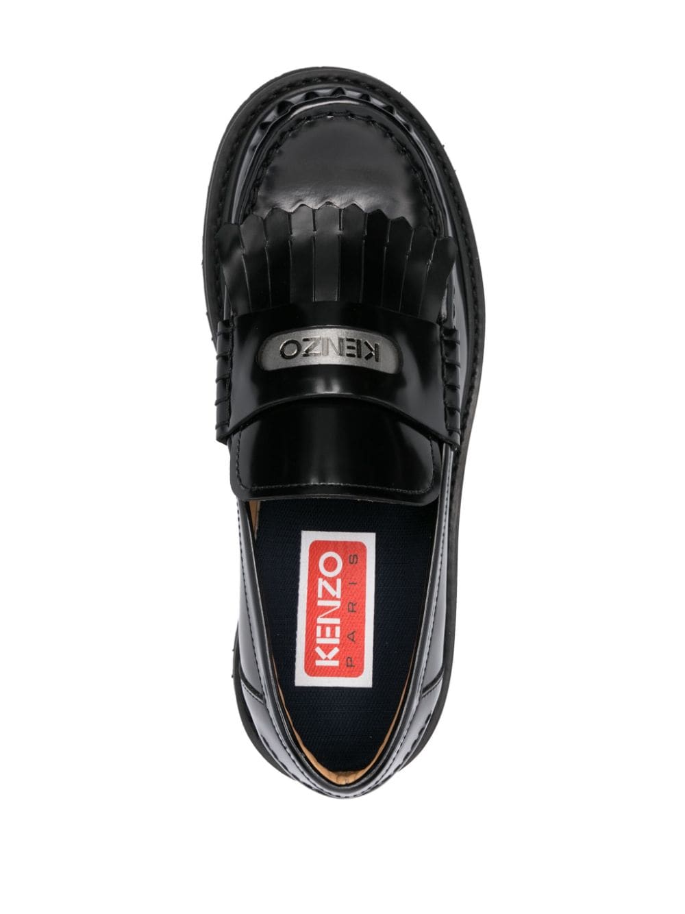 Shop Kenzo Smile Leather Loafers In Black